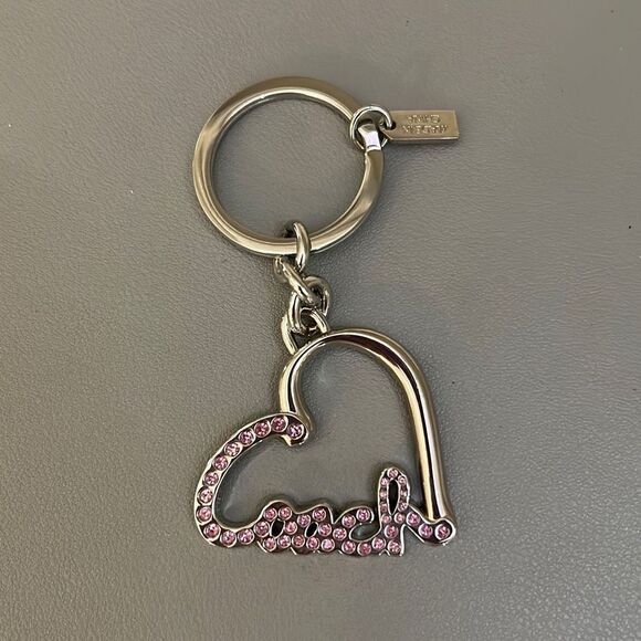 Coach Pink Rhinestone Heart Keychain - Picture 2 of 3